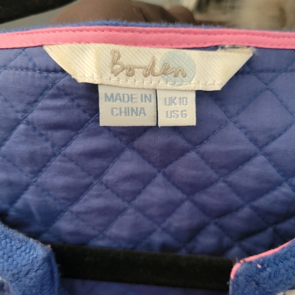 Quilted fringe Boden Ariana jacket. Blue and pink, size 6 - Picture 6 of 6